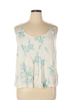 Old Navy White Camisole with Aqua Floral Print